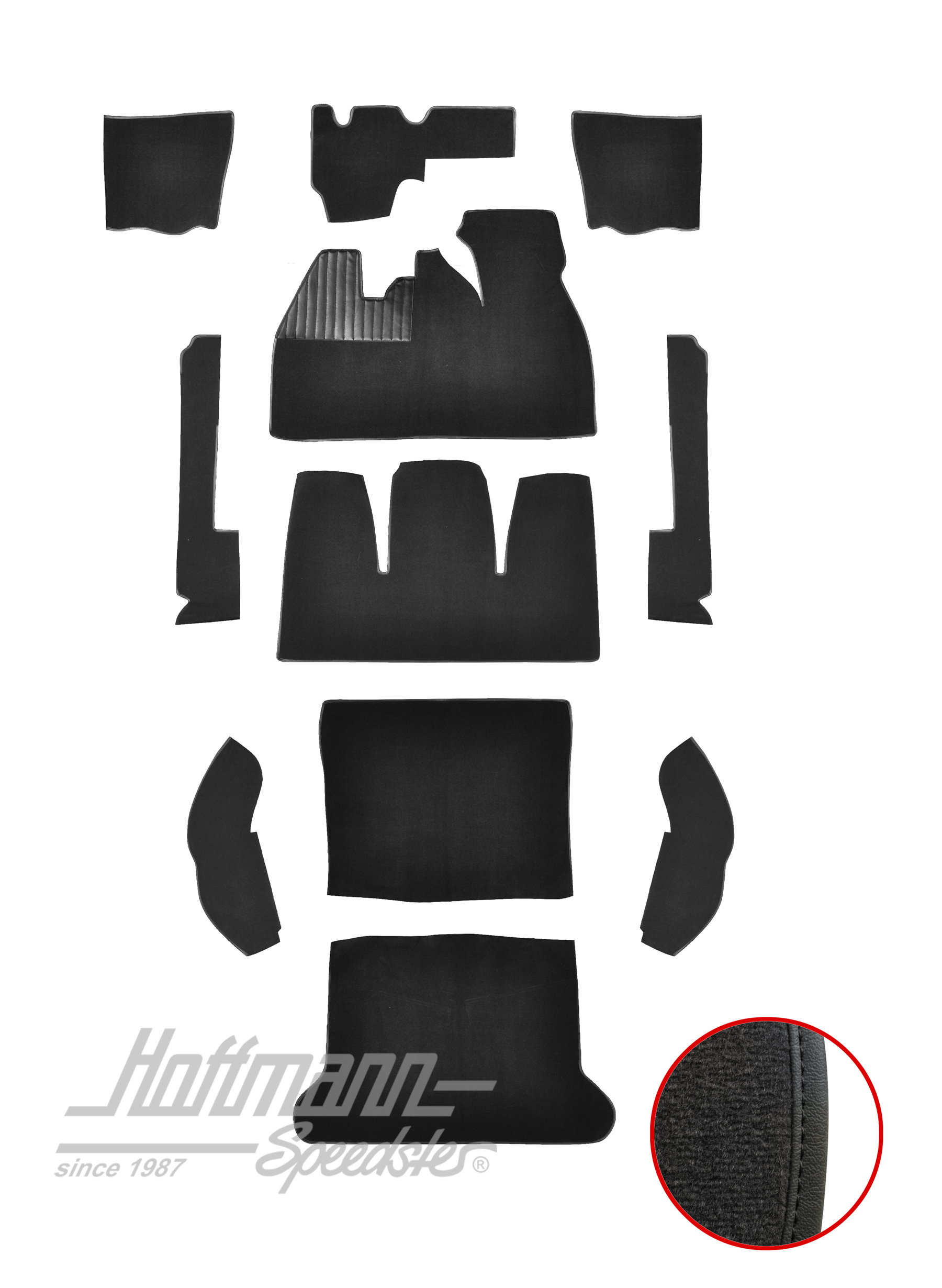 Juego de alfombrillas, Escarabajo Sedán, 8.61-7.68, negro |  | 026-5421