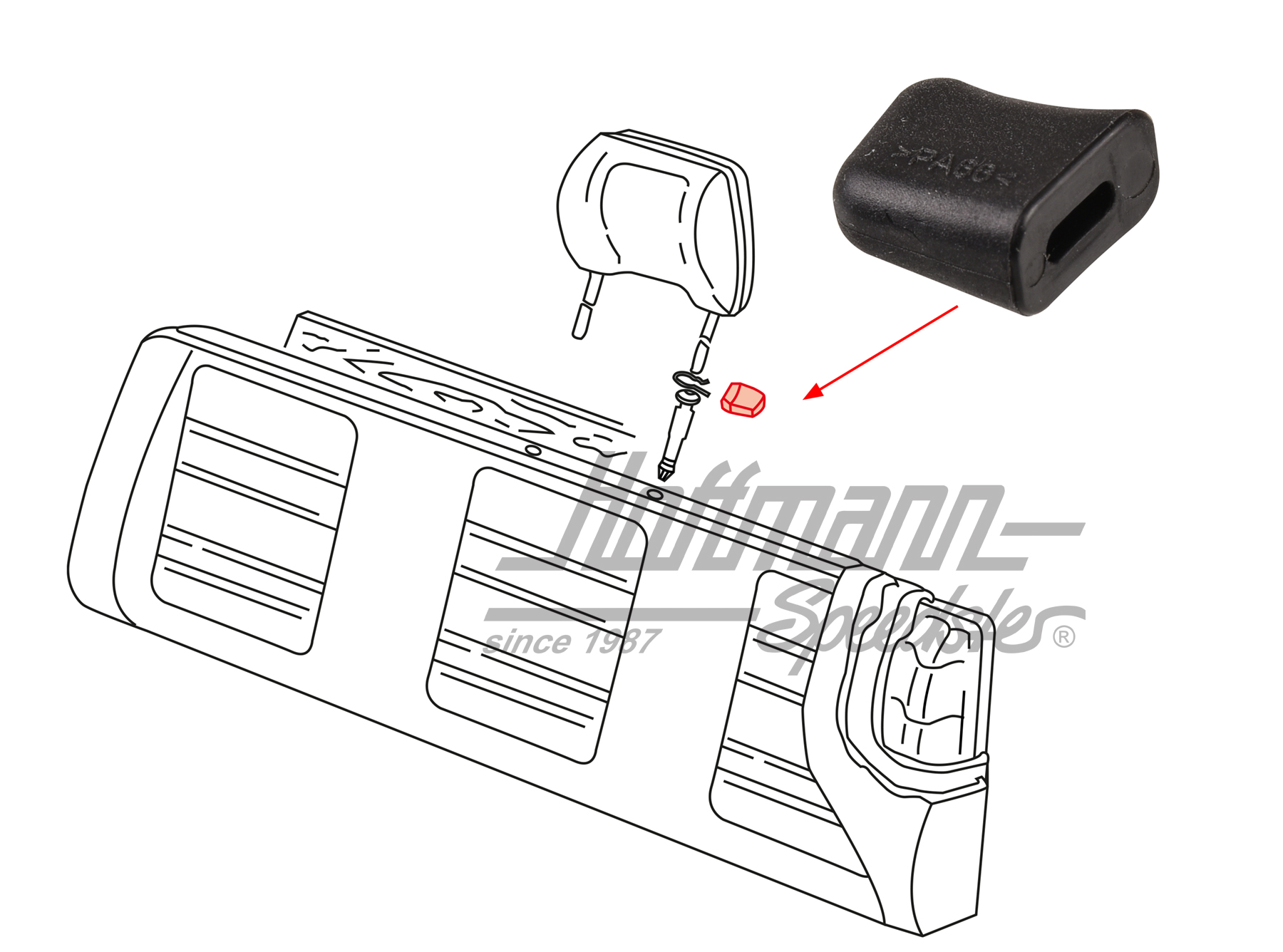 Botón, sujeción del reposacabezas, Furgoneta T3/T4 | 703 885 639 | 360-6130-10