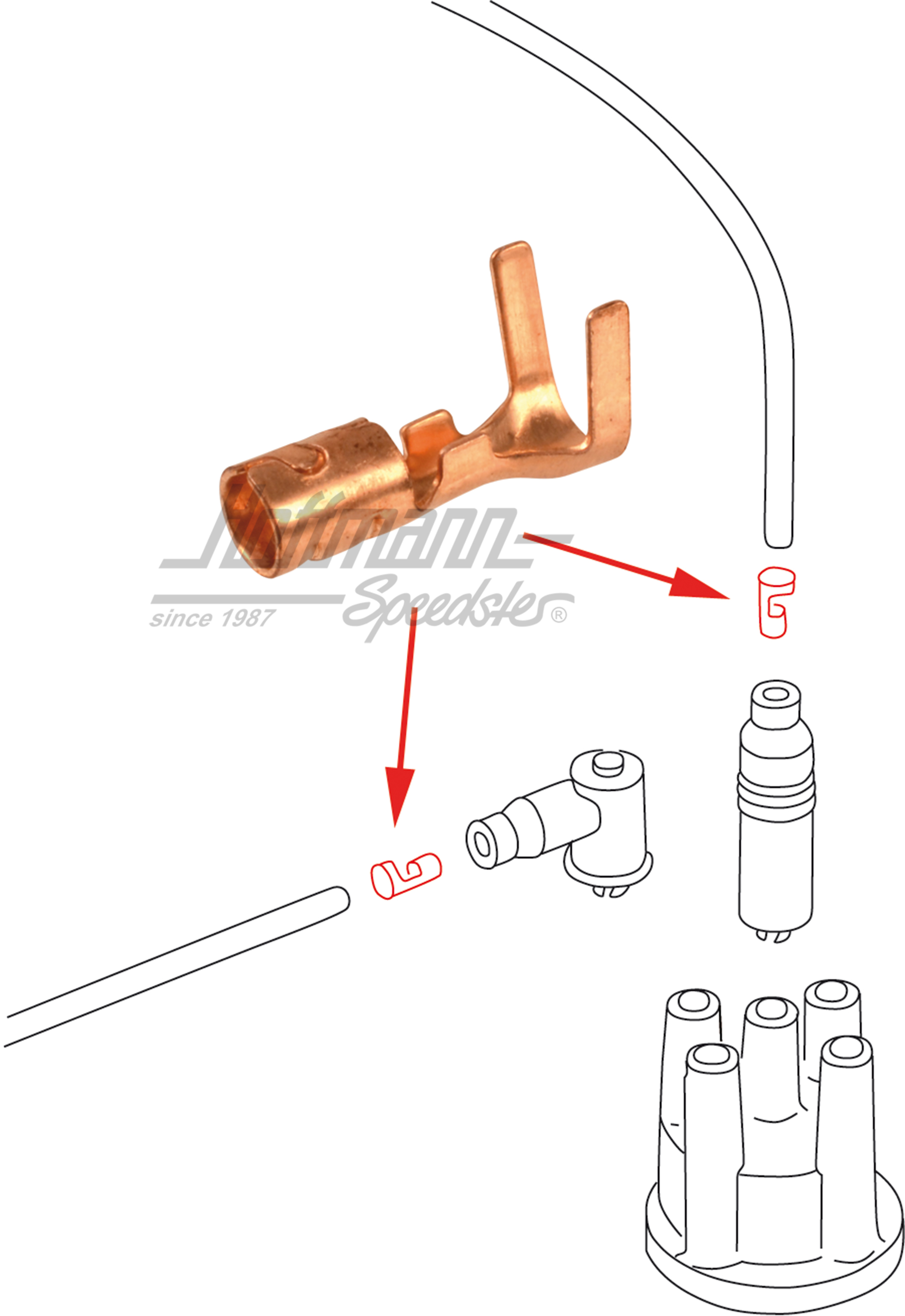 Conector, línea de encendido / enchufe para bujía | 030 905 423 A | 190-1152