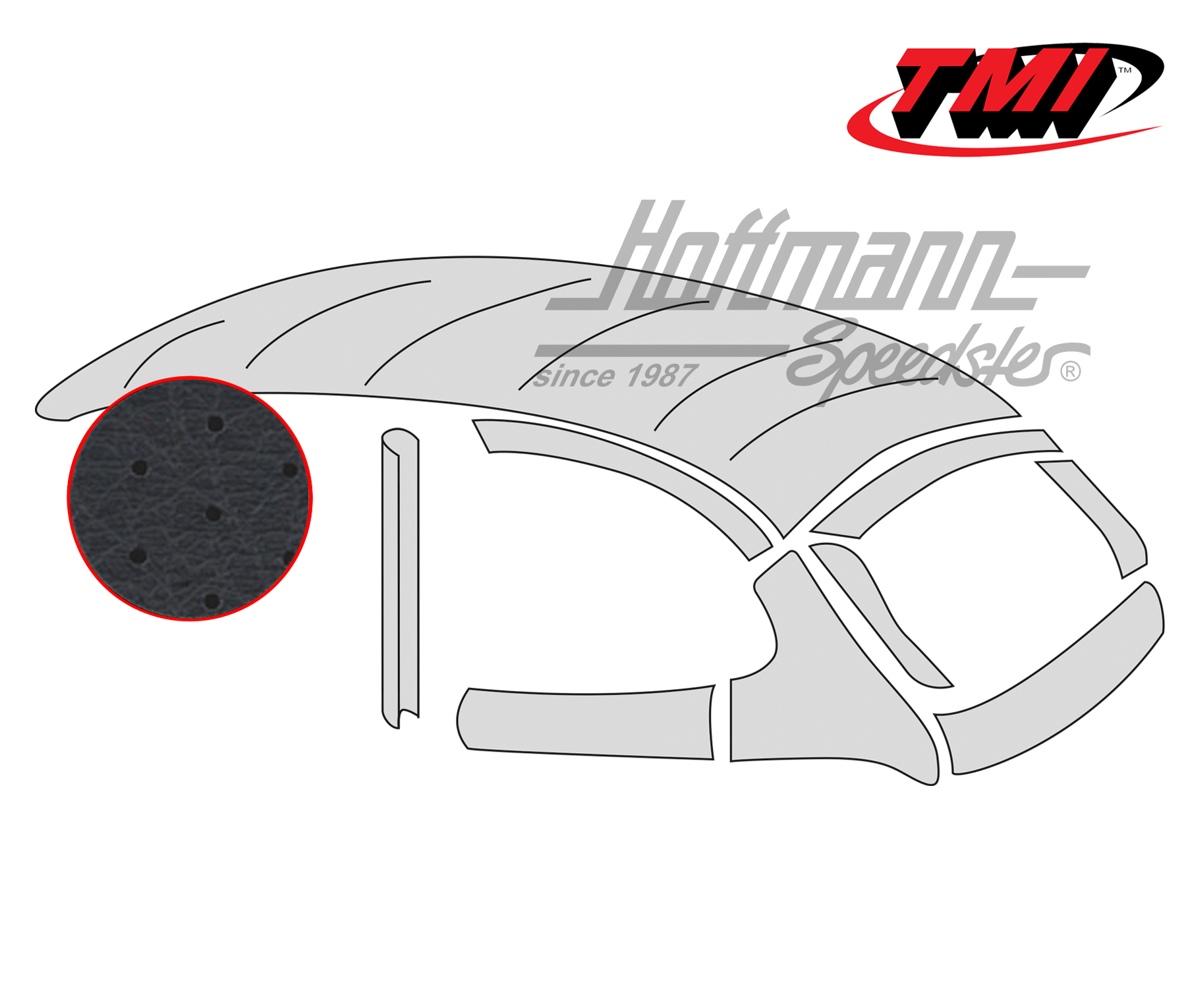 Cielo de techo con capota plegable, original, perforado, negro, 55-56 | 20-1107-45 | 055-7199-20