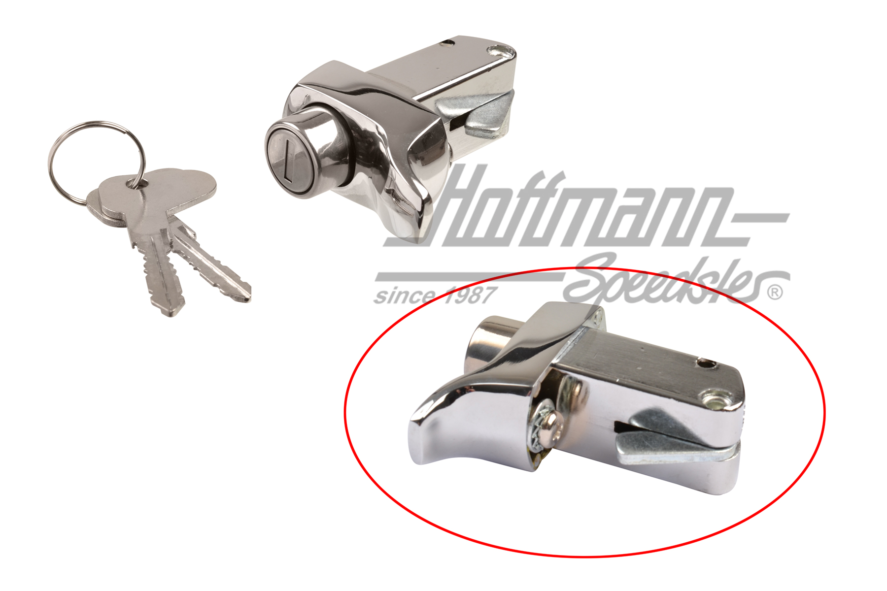 Cerradura de tapa motor, cromada, Furgoneta T2,  71-79, | 211 827 503 L | 097-1054-04