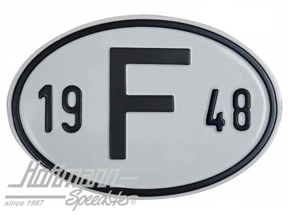 Placa de nacionalidad "F" (Francia), "1948", aluminio |  | 020-2399-48