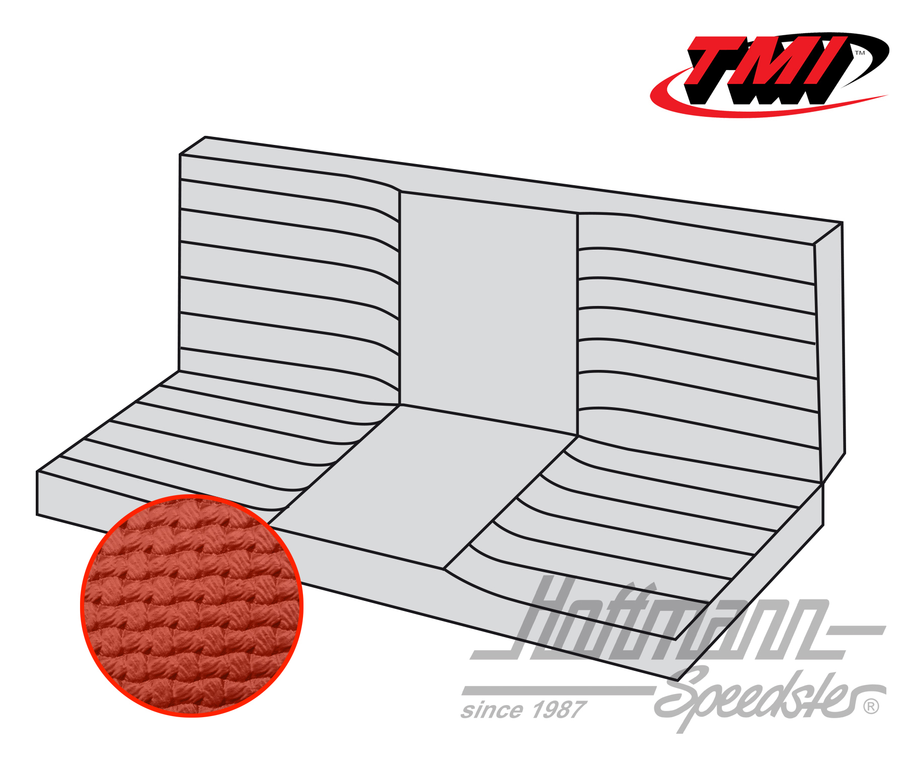 Funda de banco de asiento, Karmann Ghia Cabriolet, 71-74, roja | 43-1612-07 | 066-0085-10