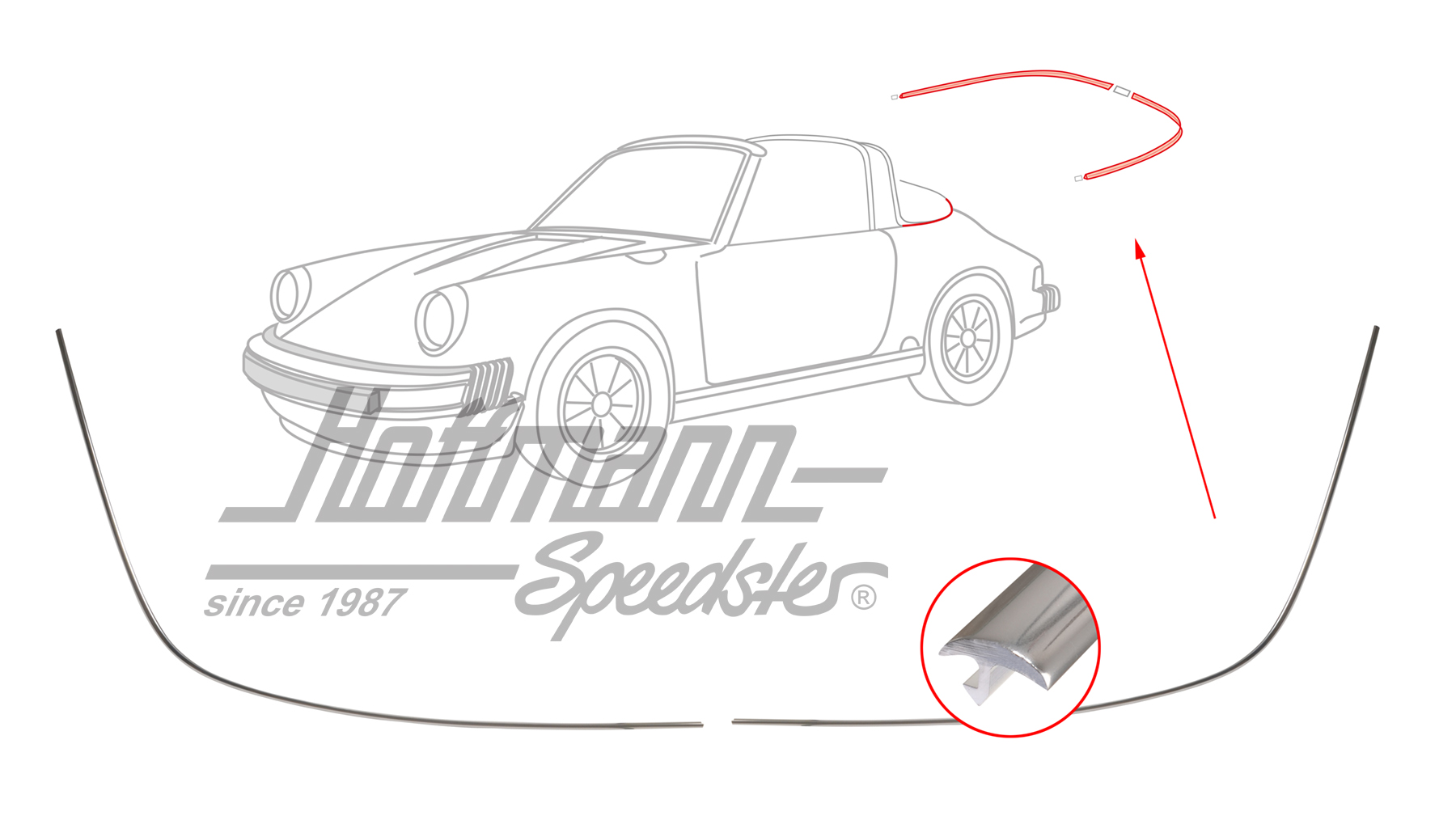 Moldura, luneta trasera, Targa, color plata | 901 565 555 40/901 565 556 40 | 510-9430