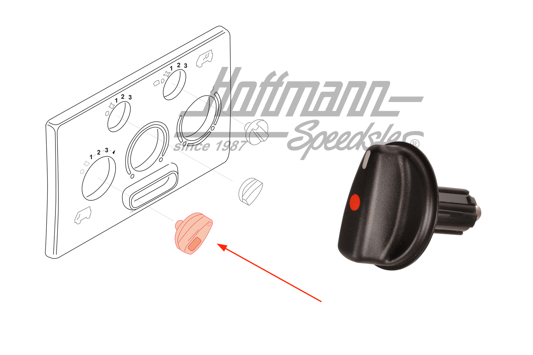 Botón, regulador de la calefacción, Furgoneta T4, 96-03 | 701 819 129 A 01C | 408-5620-10