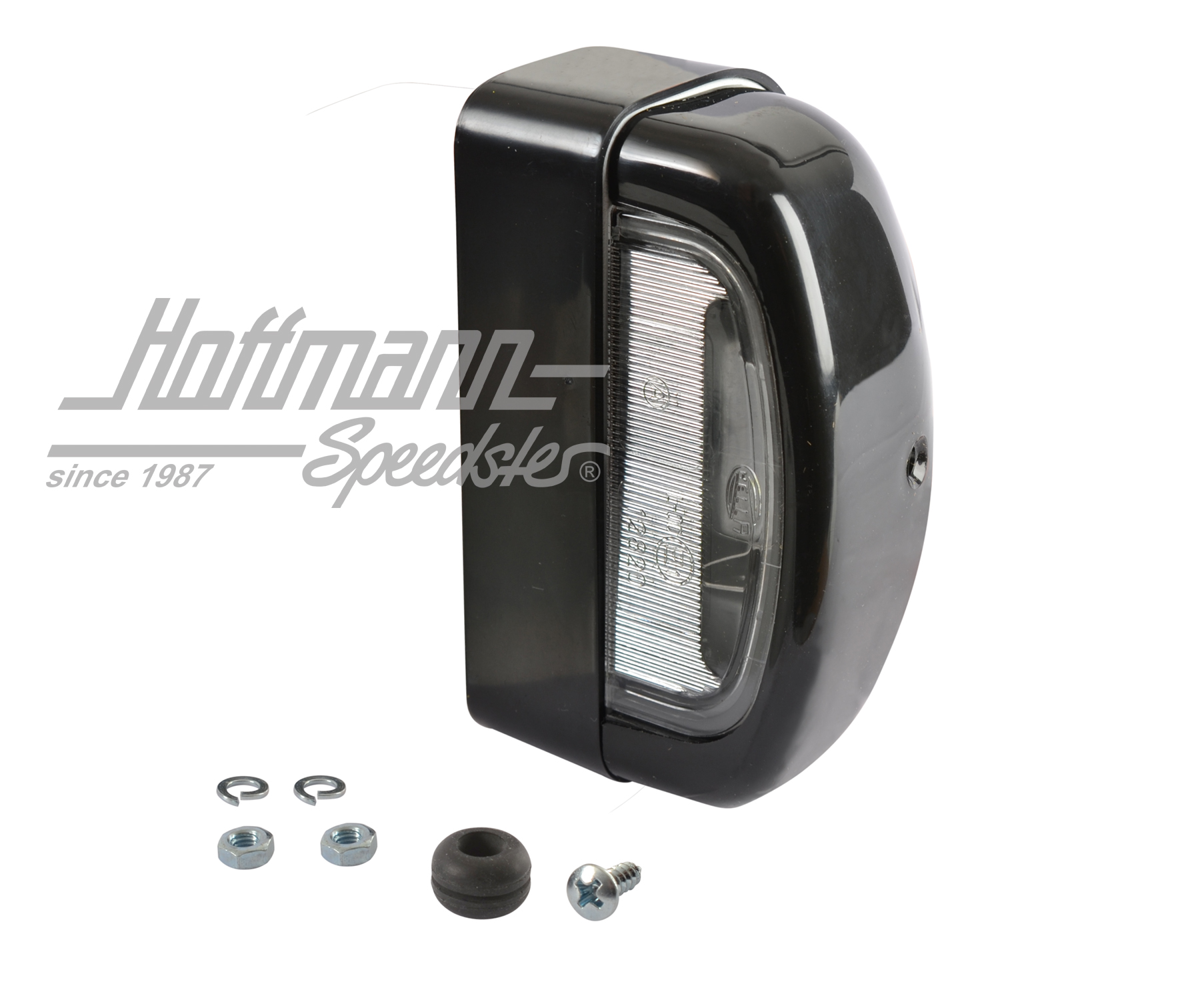 Luz de matrícula, negra, Hella (alta) | 2KA 001 386-497 | 020-4474-90