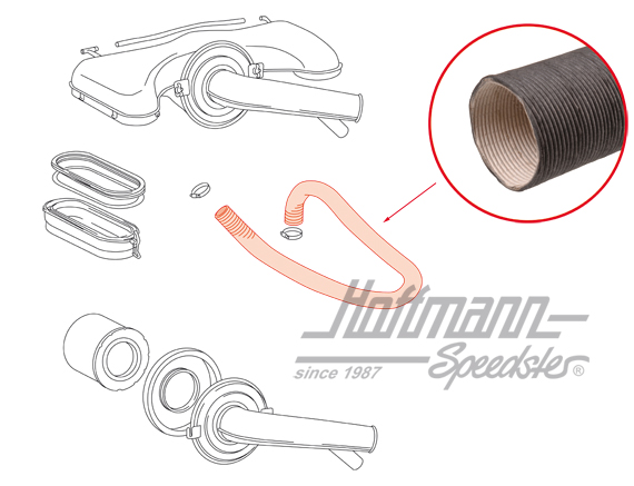 Tubo flexible de calefación,  911/912, carburador 
 | 901 108 291 00 | 530-1280