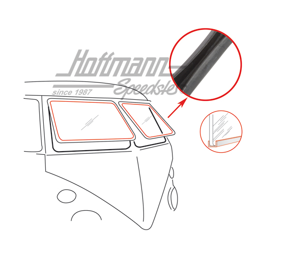 Junta, marco / cristal, Furgoneta T1 Safari | 211 845 123 B | 089-0032-10