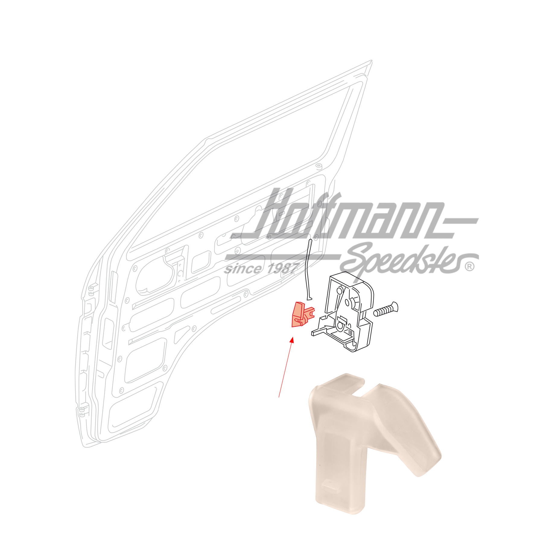 Clip, barra de tracción, botón de bloqueo de la puerta
, dcha. | 251 837 080 | 360-4130-02