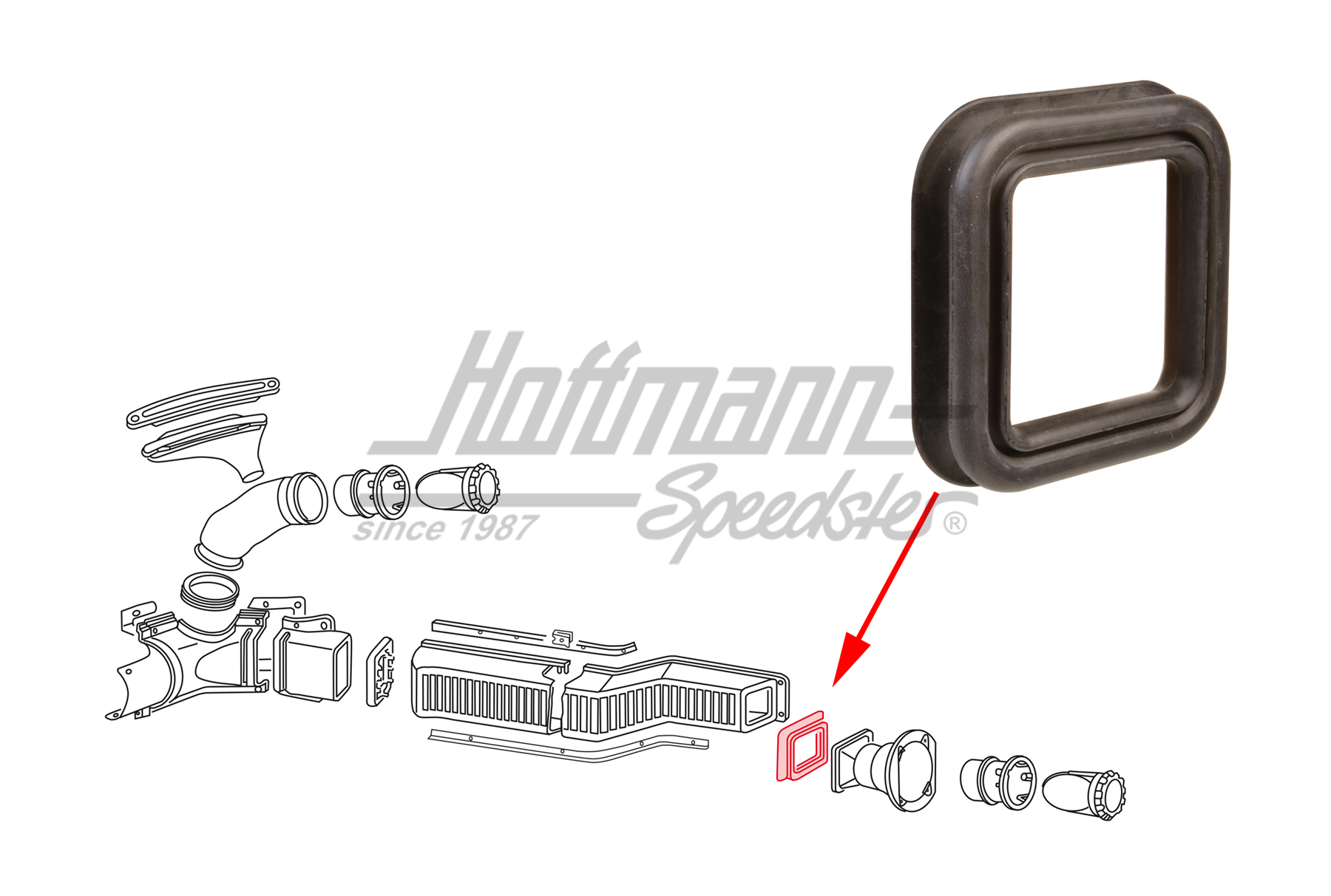 Junta, conducto de aire, pilar B, izqda./dcha | 221 259 207 | 090-1302-42