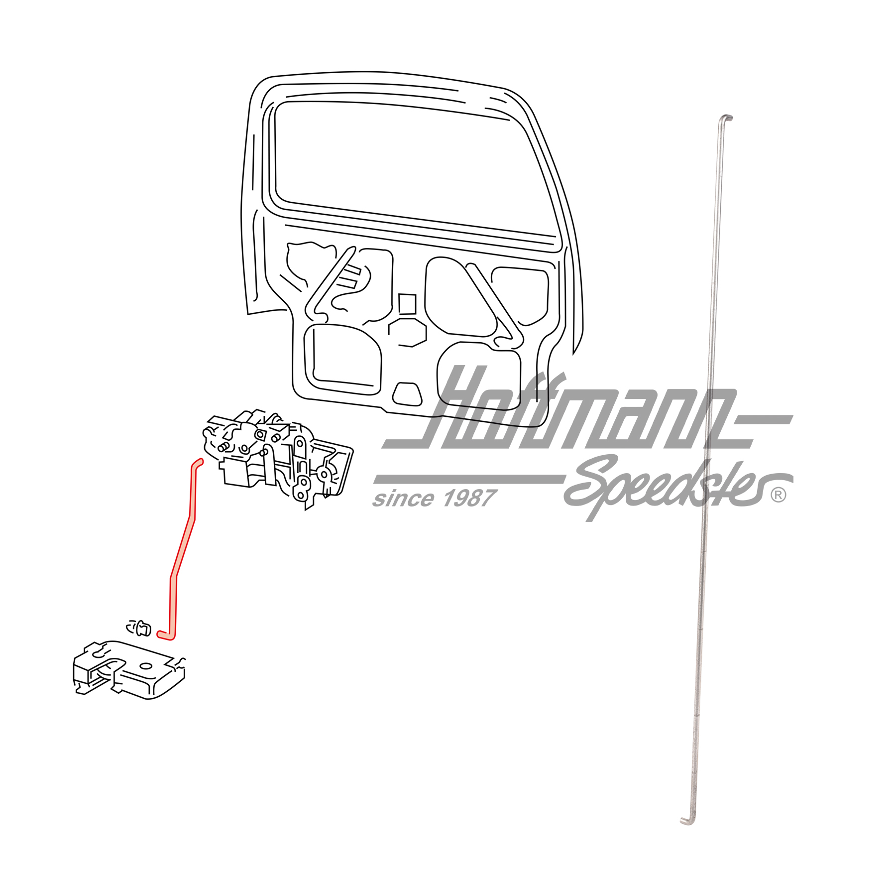 Barra de tracción, cerradura de portón trasero, Furgoneta T4
 | 705 829 218 A | 408-1046-33