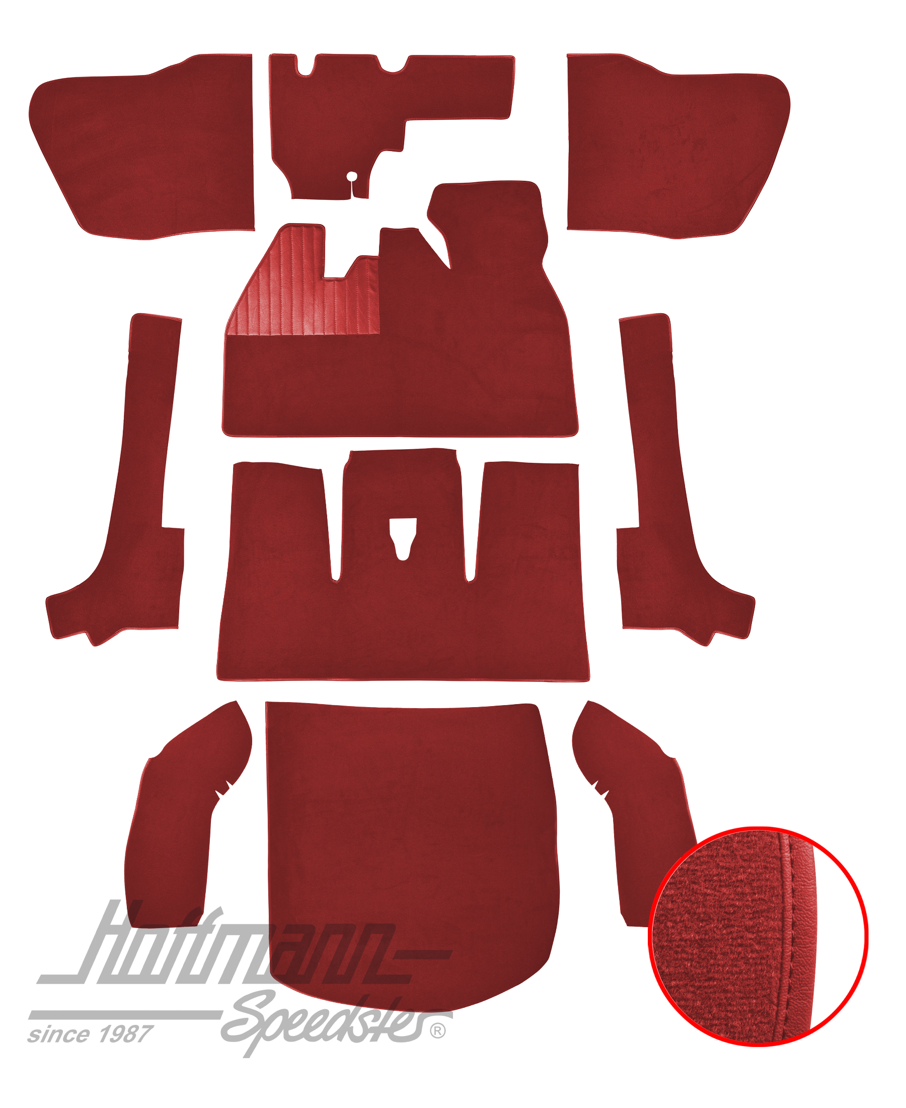 Juego de alfombrillas, Escarabajo Cabriolet, 8.66-7.70, rojo |  | 026-5926