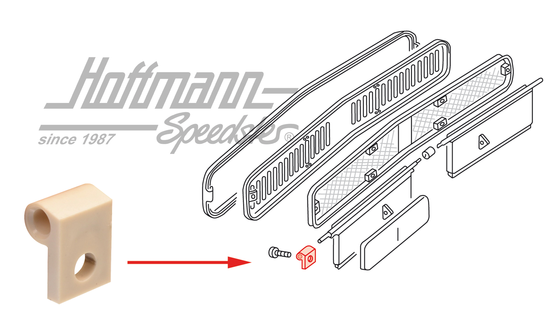 Soporte, clapeta para aire fresco, anterior, Furgoneta T2 | 211 259 159 | 090-1302