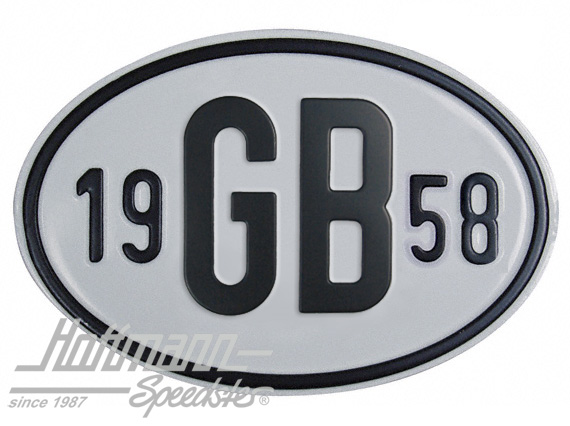 Placa de nacionalidad "GB" (Gran Bretaña), "1958", aluminio |  | 020-2404-58