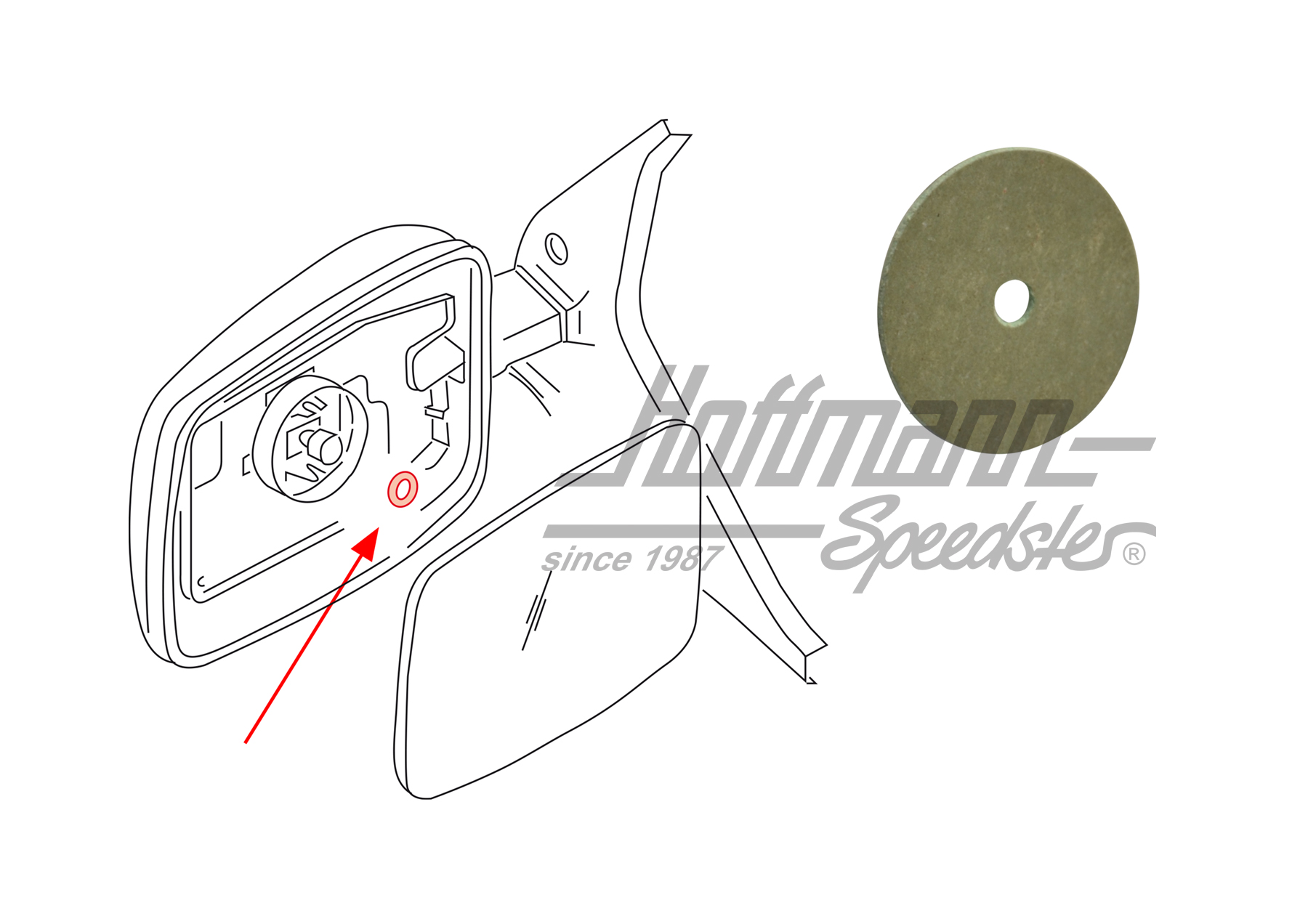 Disco de deslizamiento, cristal de retrovisor, Furgoneta T4 | 701 858 597 | 408-6708