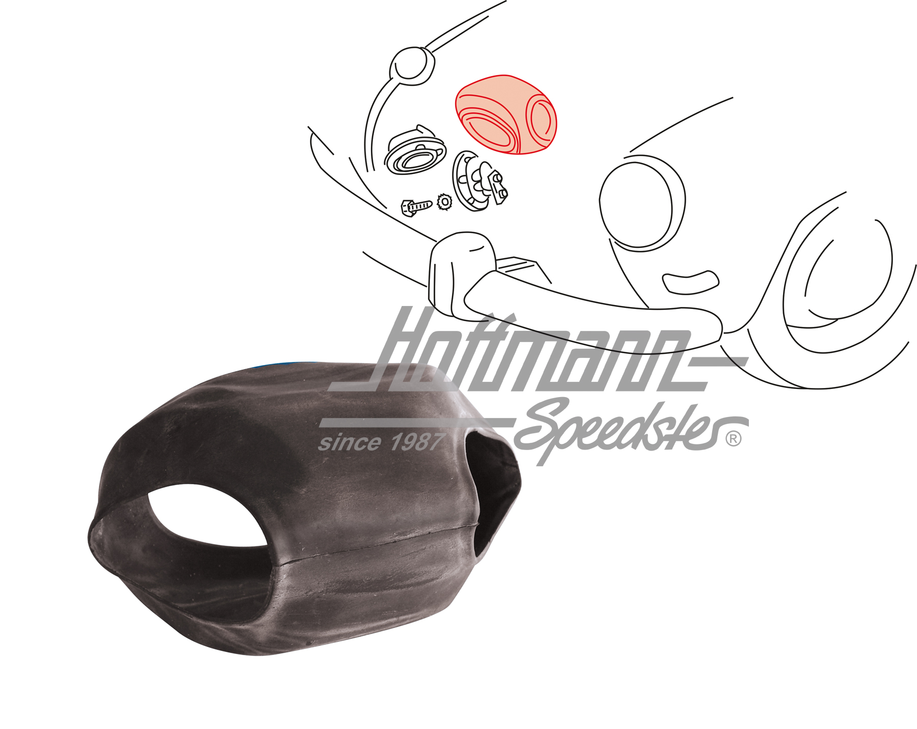 Manguito de goma, claxon doble, Karmann Ghia | 141 951 231 | 060-0059