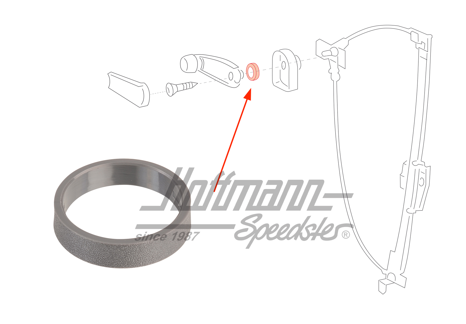 Soporte, manivela elevalunas, 9.90-7.95, gris claro | 701 837 595  9XK | 408-1224-20