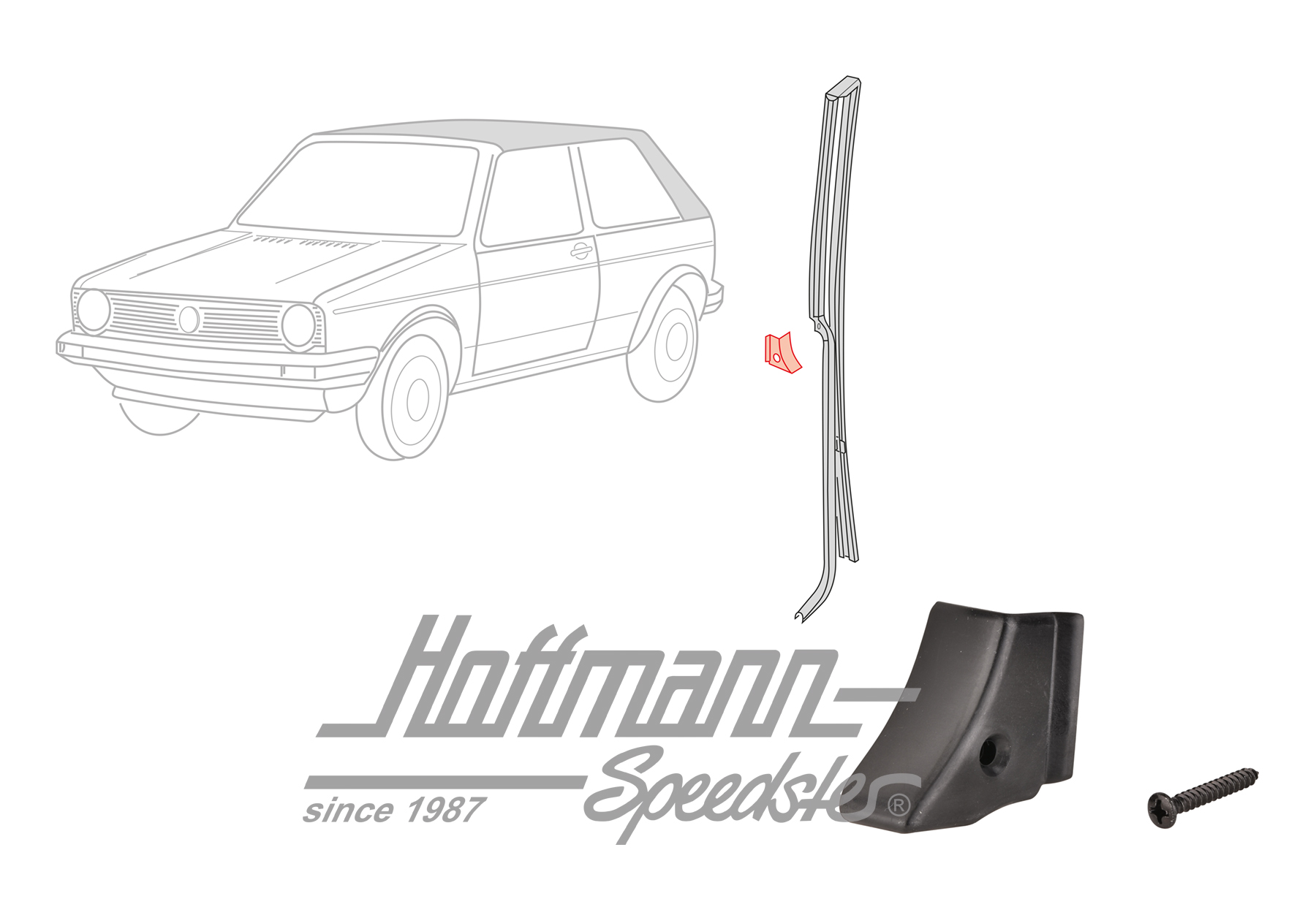 Embellecedor, pilar B, Golf 1 Cabriolet, izquierda | 155 847 347 | 180-4405-01