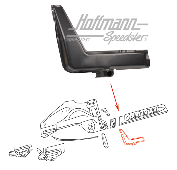 Chapa de refuerzo, posterior, Cabrio / Targa, derecha                                               