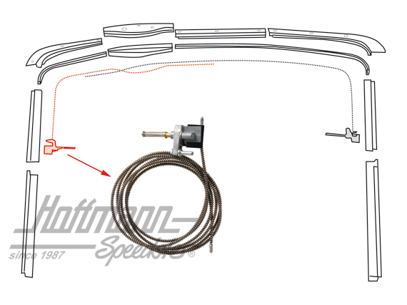 Tiro de cable, techo corredizo, Furgoneta T2, izquierda | 241 877 305 | 098-0130-01