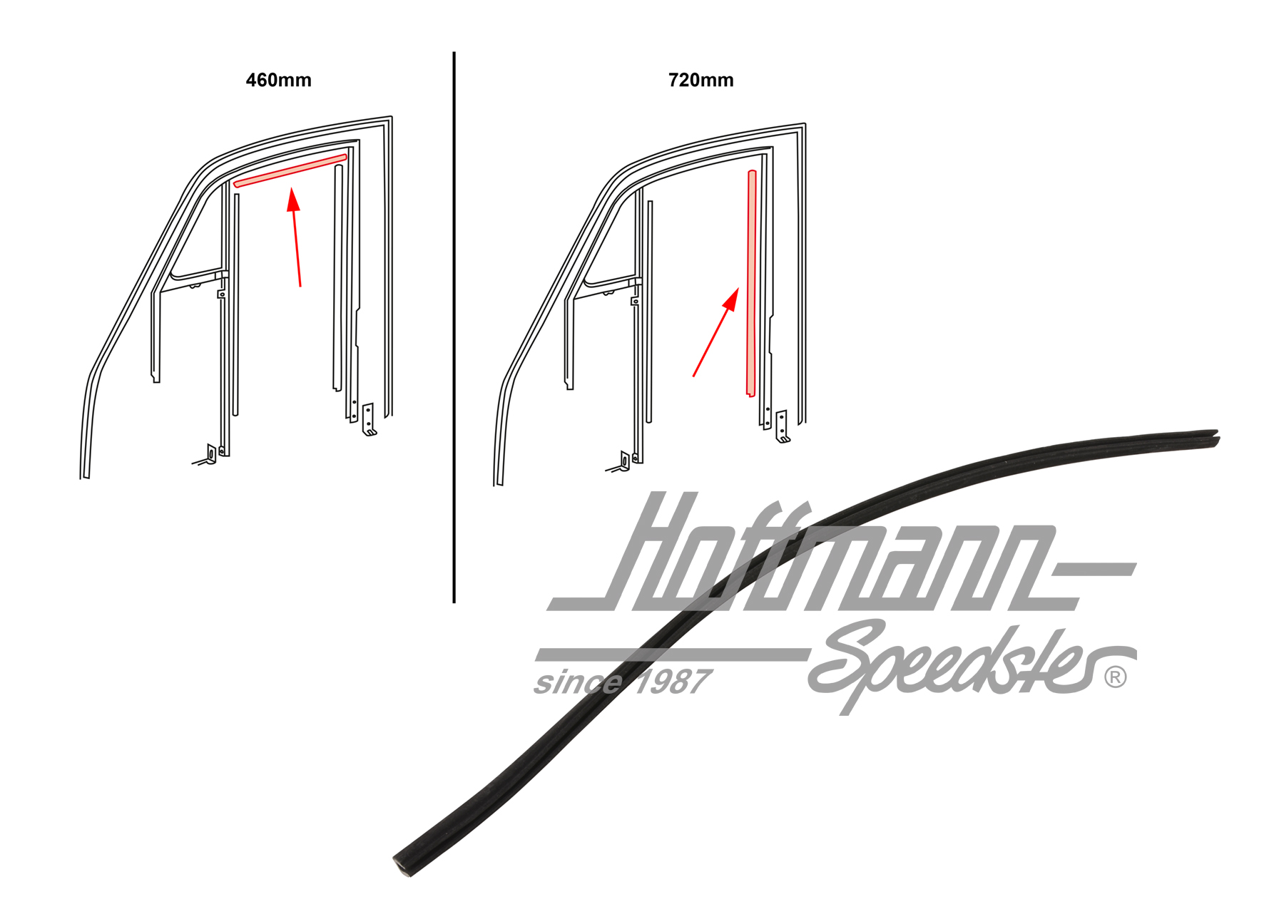 Junta, cristal accionamiento manual, superior/posterior                                             