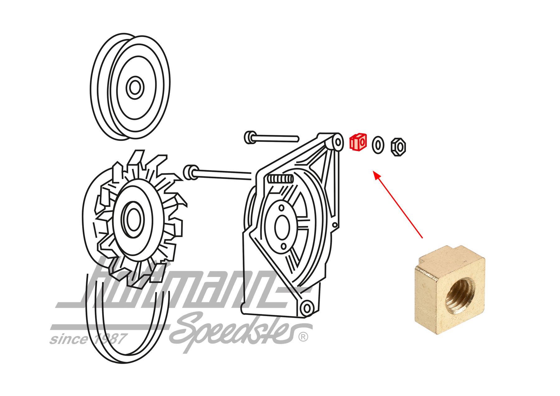 Tuerca cuadrada, alternador, 1.7-2.0 | 021 903 243 A | 097-1703-10