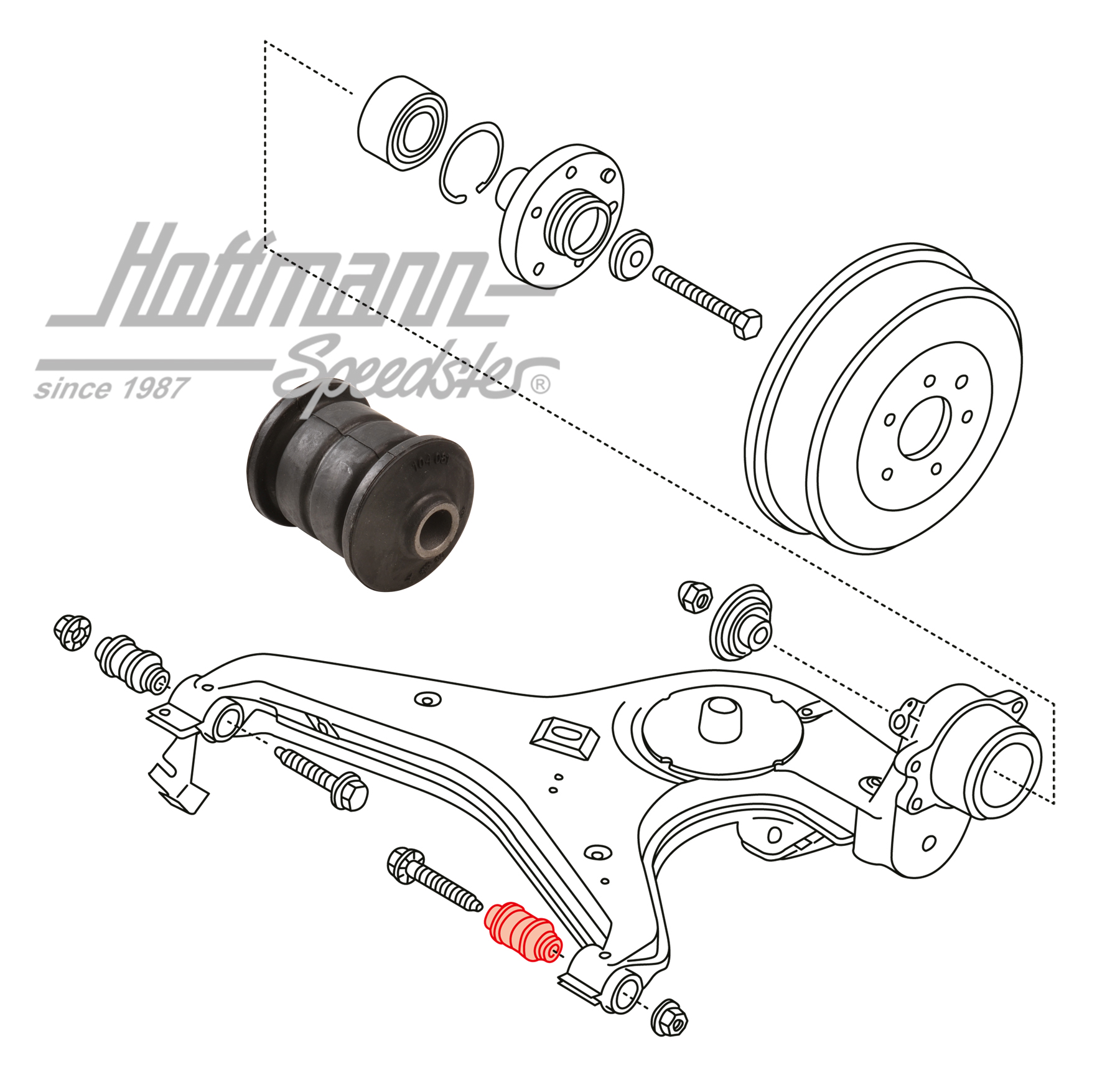 Cojinete de goma, guía de eje, posterior, exterior | 701 501 131 | 405-0104