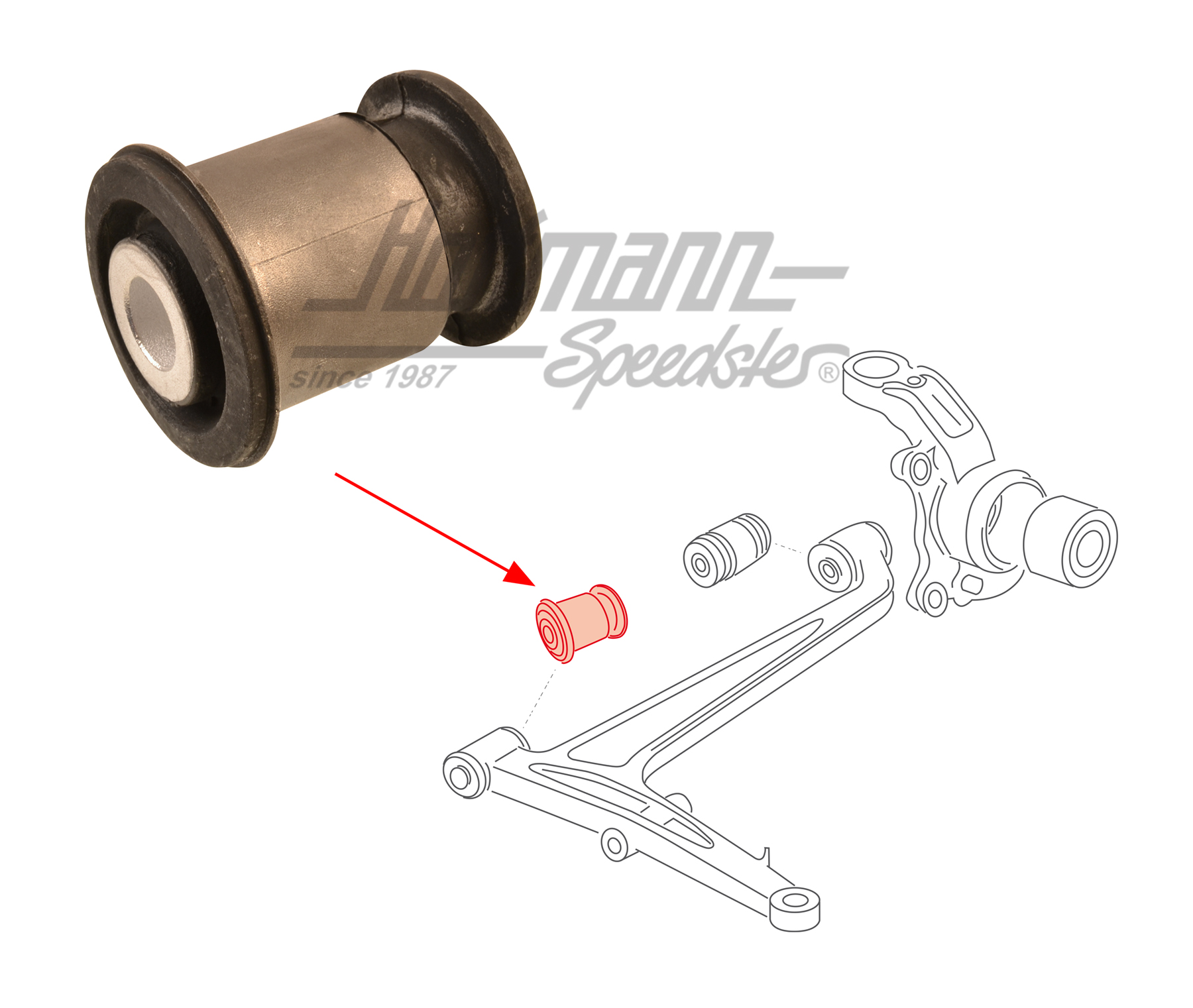 Cojinete de goma, anterior, triángulo inferior, 96-03 | 7D0 407 183 | 404-0540-10