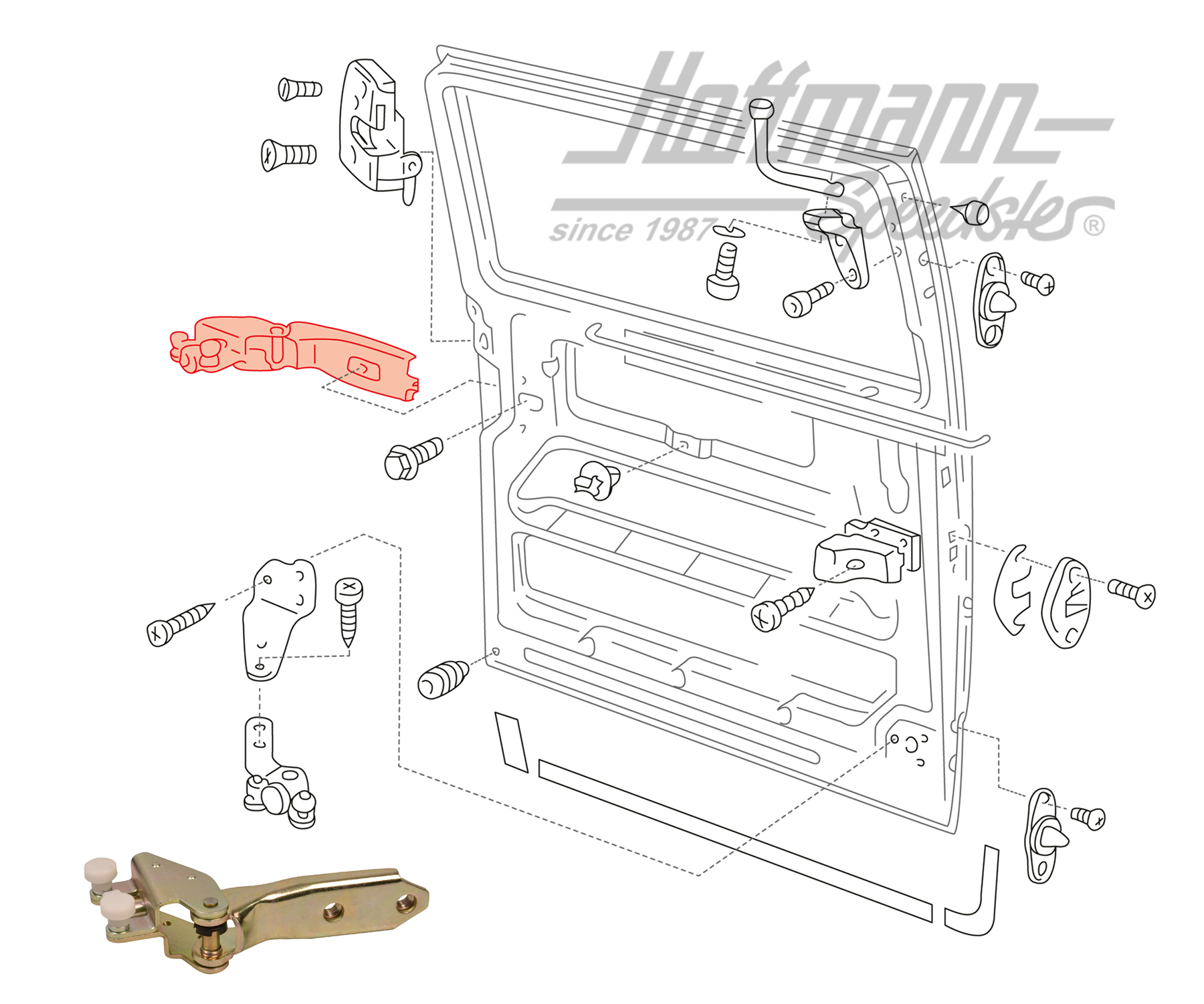 Guía de rodillos, puerta corredera, posterior, izqda.                                               