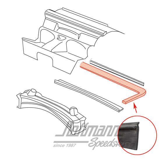 Junta de compartimento motor, posterior (grande), 74-89 | 911 504 111 02 | 515-2300