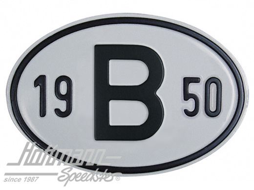 Placa de nacionalidad "B" (Bélgica), "1950", aluminio |  | 020-2397-50