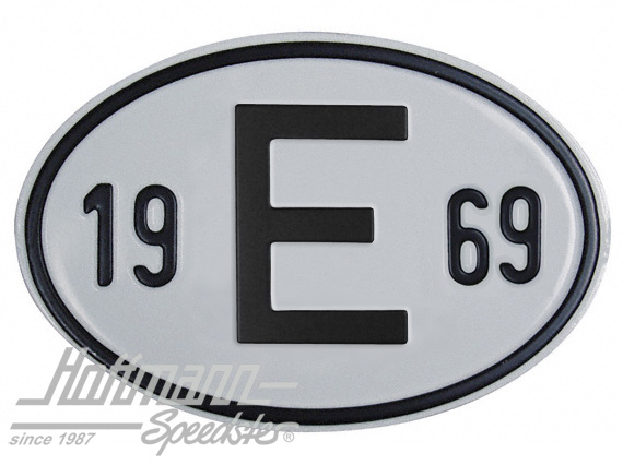Placa de nacionalidad "E" (España), "1969", aluminio |  | 020-2403-69
