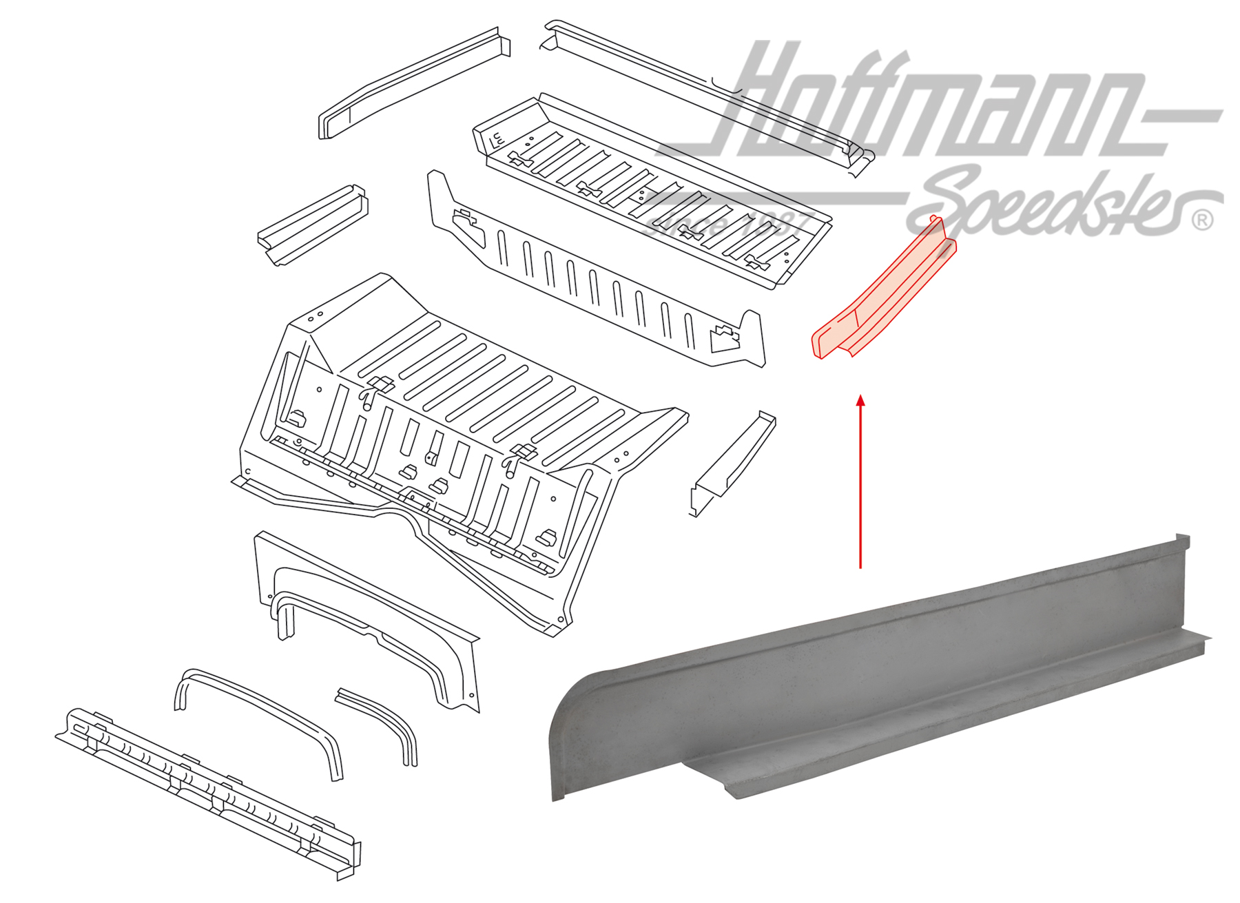 Larguero, posterior, Tipo 181, izquierda                                                            
