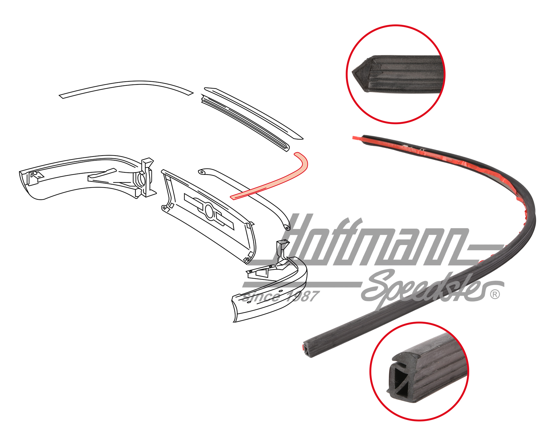 Junta hermetizante, parachoques, trasero, 69-73, izquierda                                          