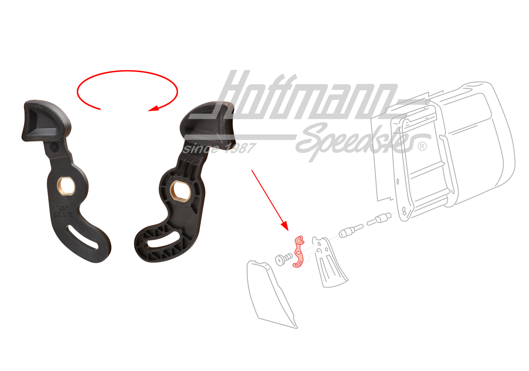 Palanca de bloqueo, banco doble, respaldo, dcha. | 701 881 224 A 01C | 408-2284-02