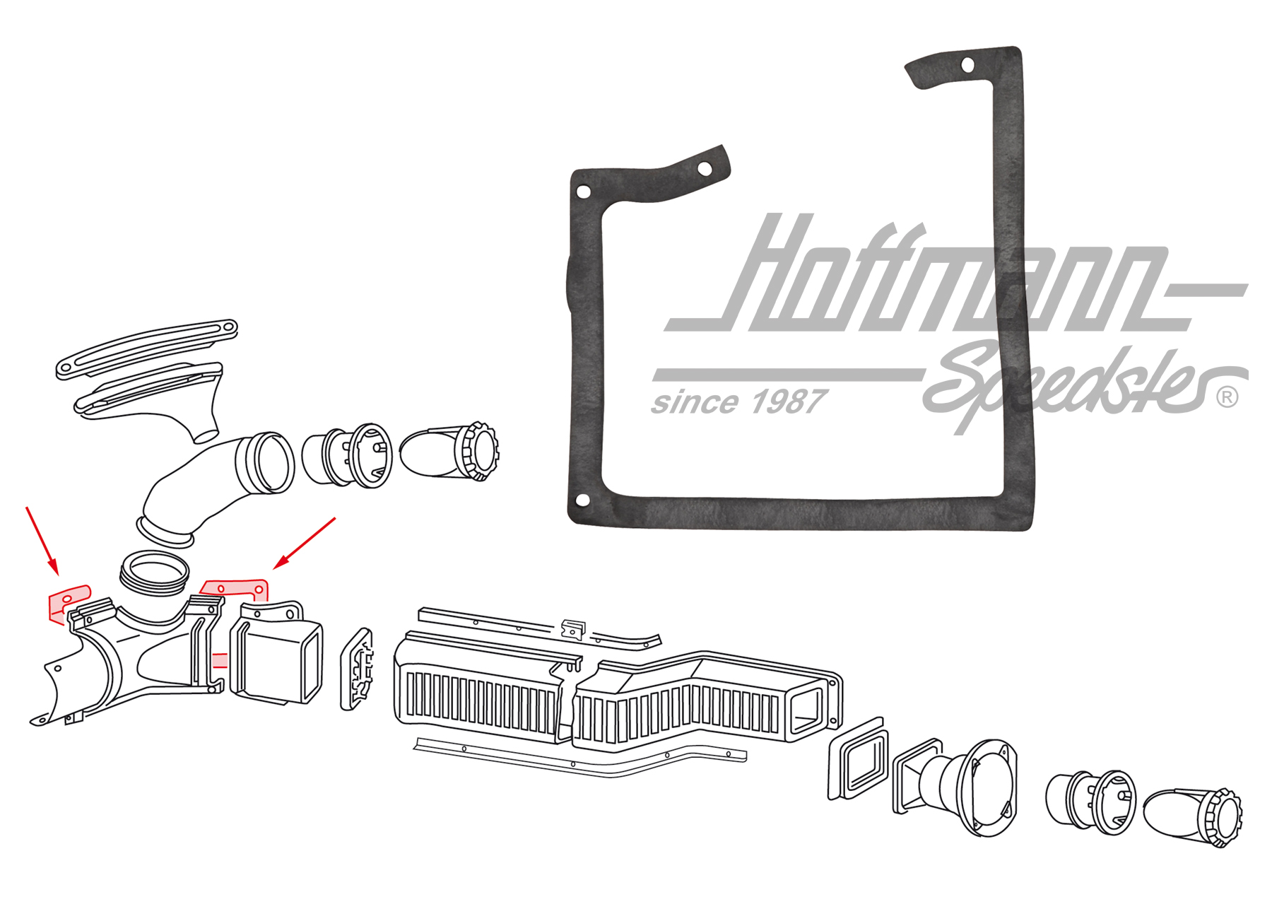 Junta, clapeta de aire lateral, izquierda / derecha                                                 