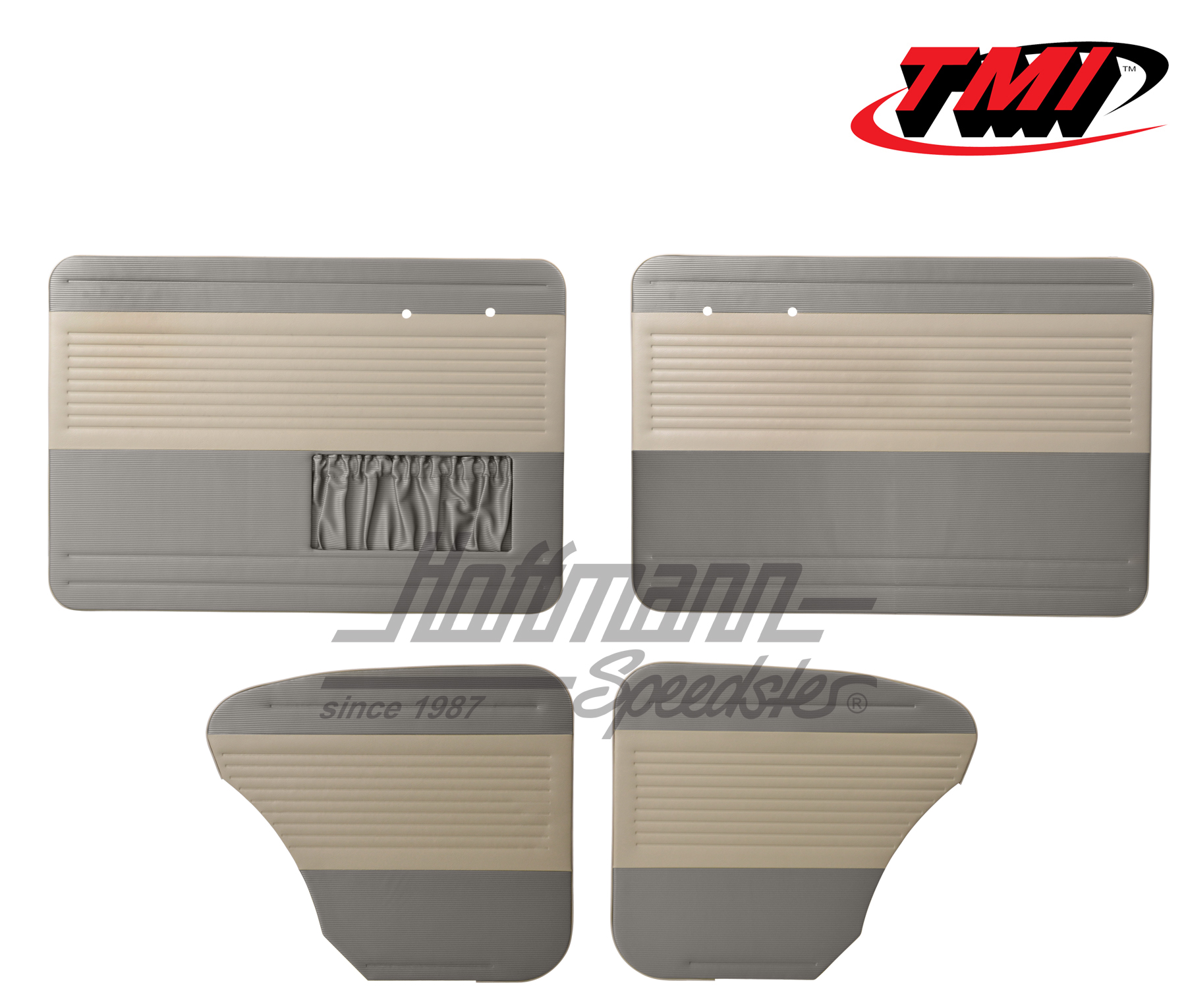 Paneles de puerta y de laterales, Escarabajo Sedán, 55-64, blanco antiguo / gris | 19-1122-16-15 | 055-7504-03