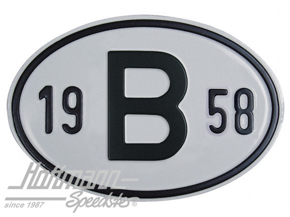 Placa de nacionalidad "B" (Bélgica), "1958", aluminio |  | 020-2397-58