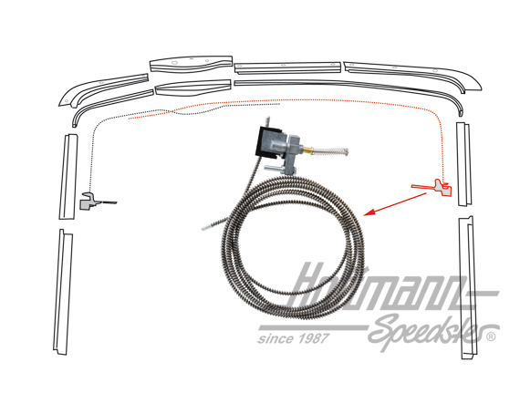 Tiro de cable, techo corredizo, Furgoneta T2, derecho | 241 877 306 | 098-0130-02