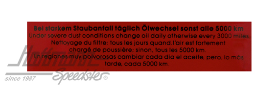 Pegatina "Ölwechsel" (cambio de aceite), filtro de aire, 8.67- | 111 0004 | 021-0196