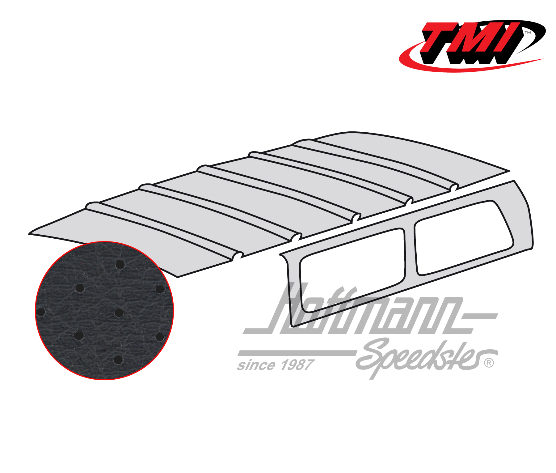 Cielo de techo, Furgoneta T2, 67-71, perforado, negro | 20-2103-45 | 098-0052