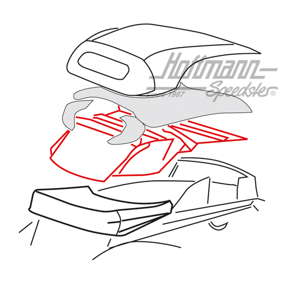 Cielo de techo, Cabriolet, .63-7.71, negro |  | 020-4631