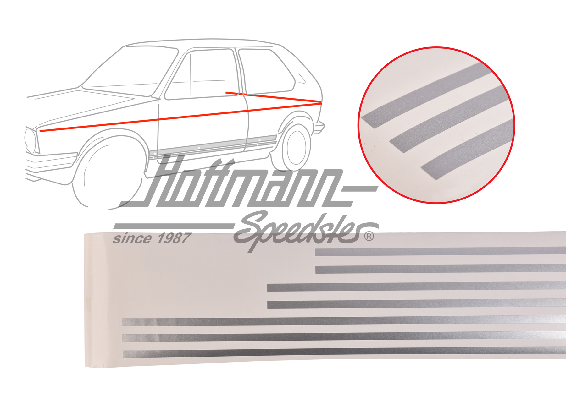 Juego de molduras decorativas, 10mm, color plata | 171 898 524 A | 180-6920-08