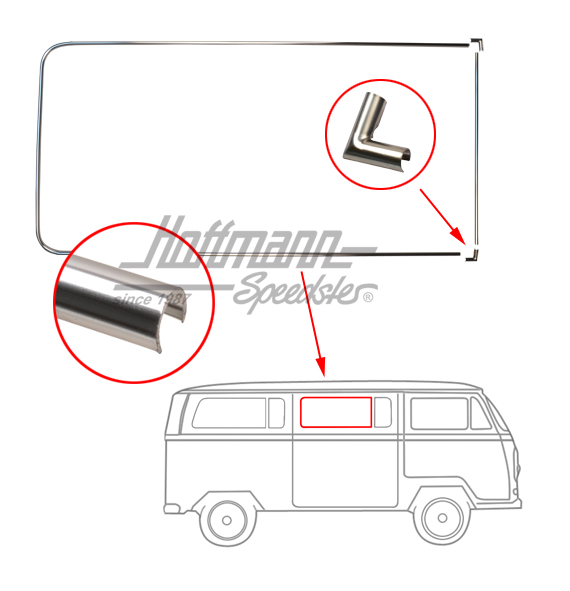 Marco decorativo de aluminio, ventanilla lateral, centro, dividida | 241 853 345 | 097-1280-14