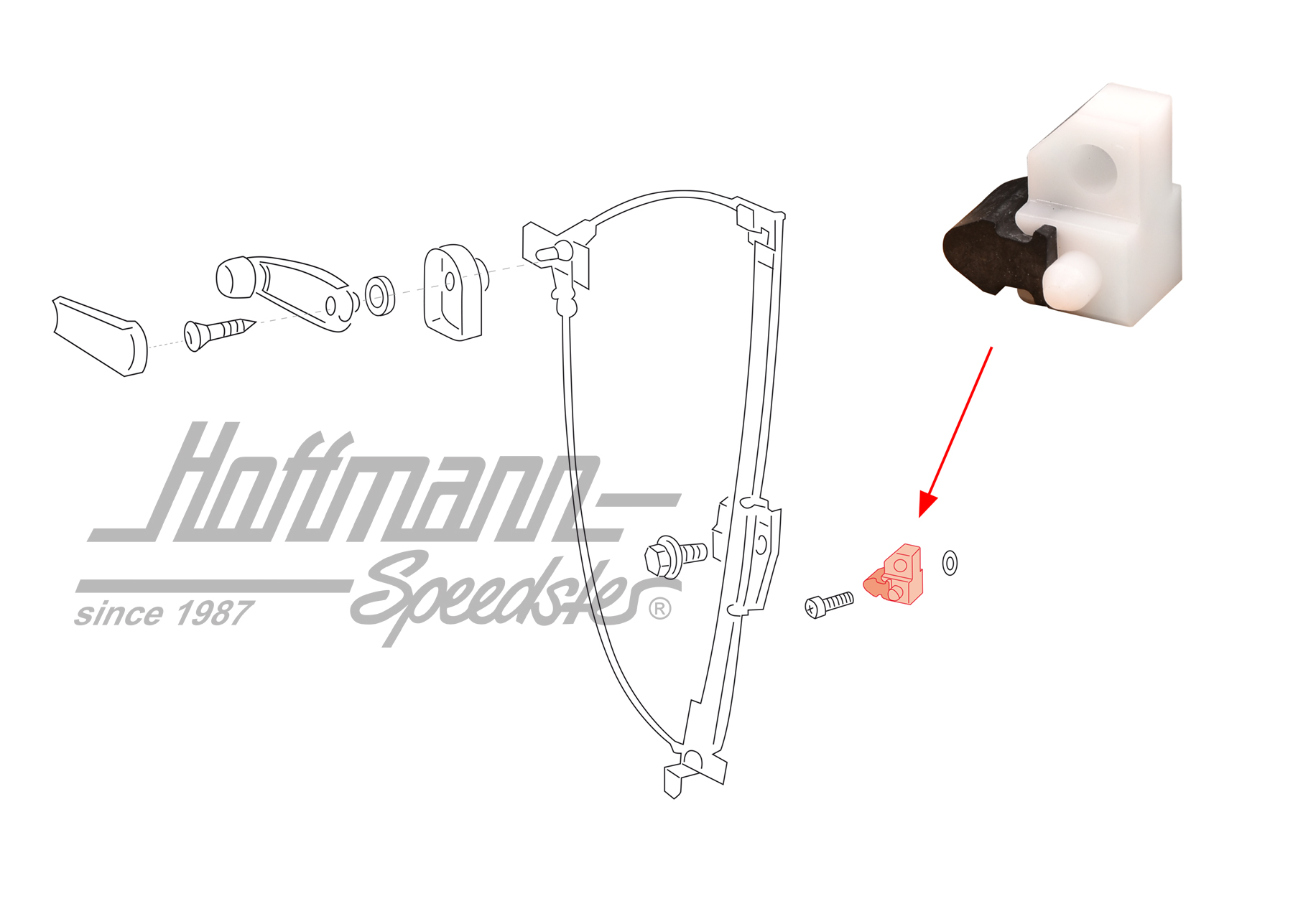 Tope, elevalunas
, 1.96-6.03, izquierda | 701 837 445 | 408-1270-08