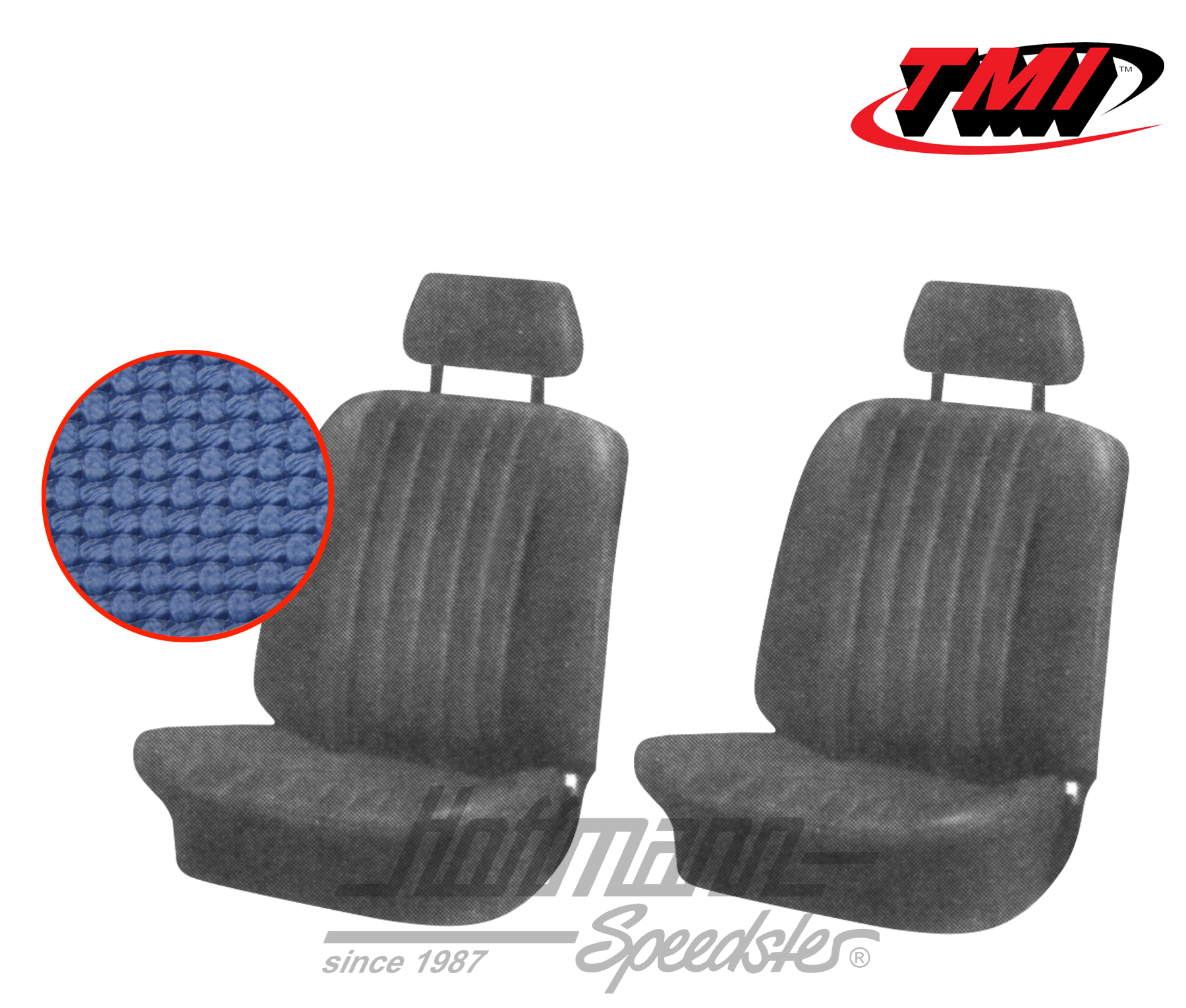 Fundas de asientos, Karmann Ghia, delanteros, 71-74, azul | 43-1507-08 | 066-0076-20