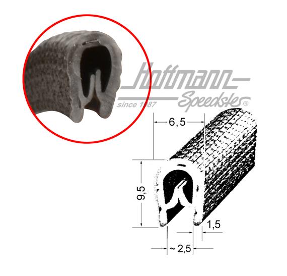 Perfil de protección de bordee, pequeño, negro | --- --- --- | 020-5246