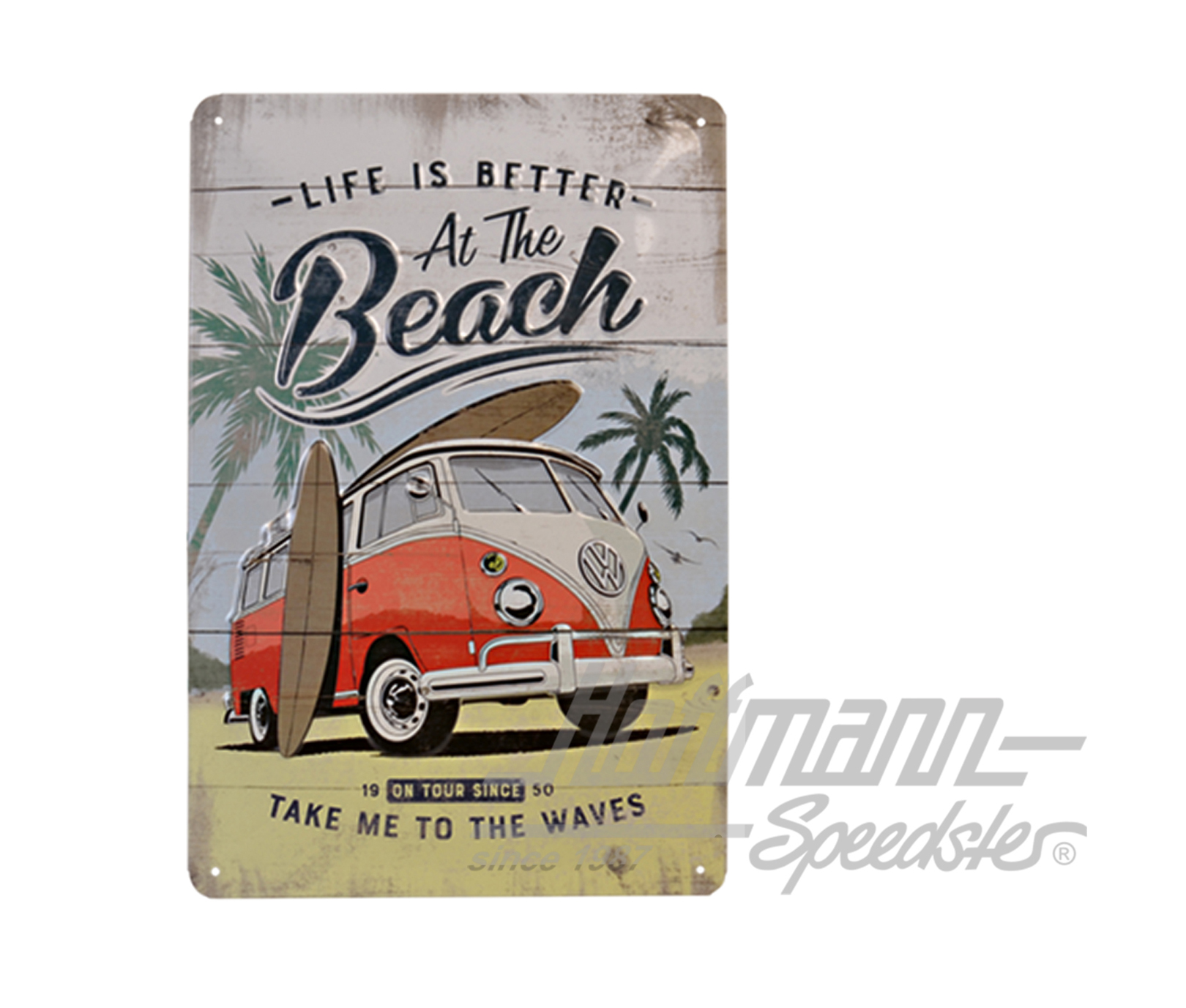 Placa de chapa VW Bulli Beach, Furgoneta T1 |  | 021-0176-32