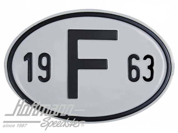 Placa de nacionalidad "F" (Francia), "1963", aluminio |  | 020-2399-63