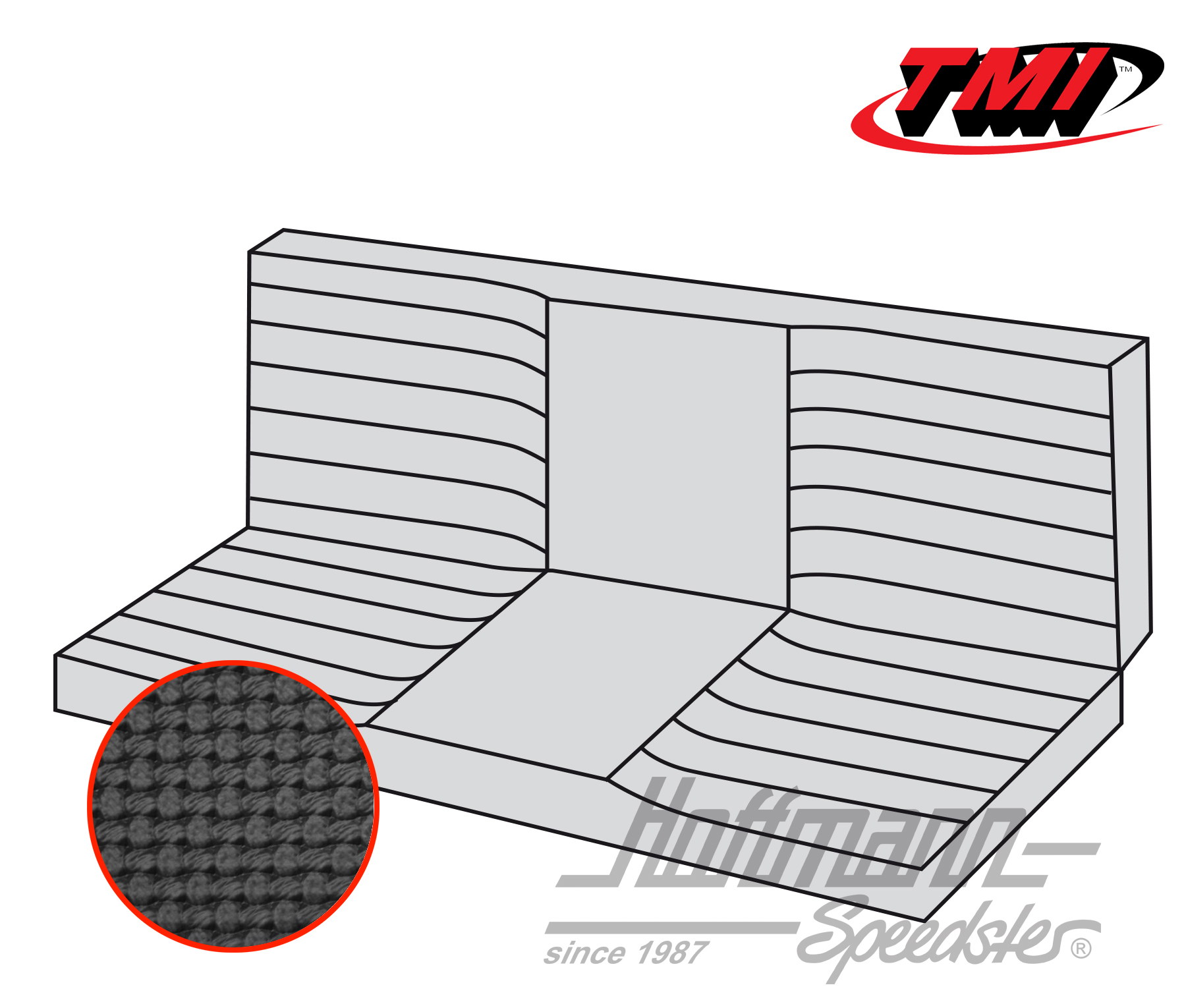 Funda de banco de asiento, Karmann Ghia Cabriolet, 71-74, negra | 43-1612-01 | 066-0085-40